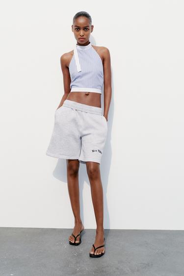 TOP HALTER POPELINE RAYURES - Bleu / Bleu marine de Zara - Image 0