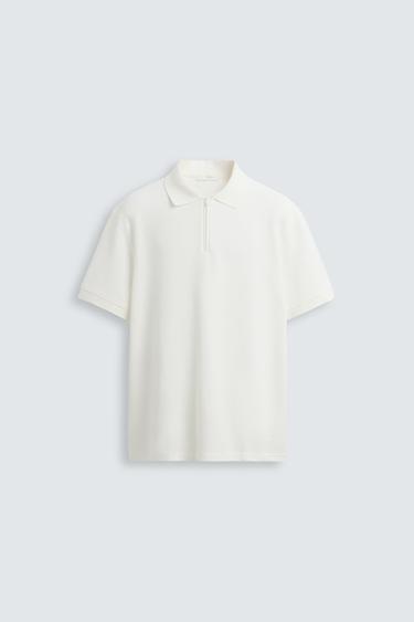 POLO CUELLO CREMALLERA - Blanco roto de Zara