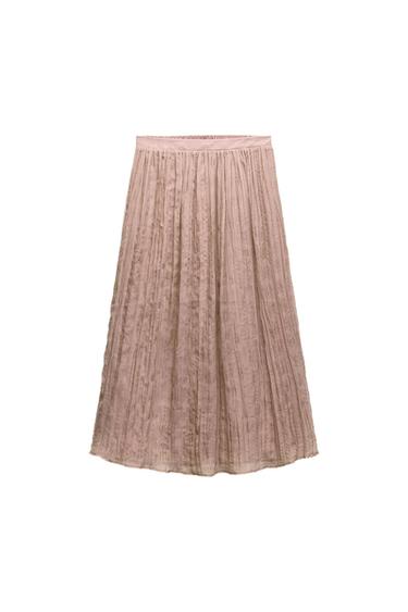 CREASED-EFFECT MIDI SKIRT