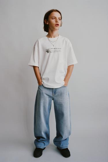 SPLATTER PRINT RELAXED BALLOON JEANS - Light blue by Zara