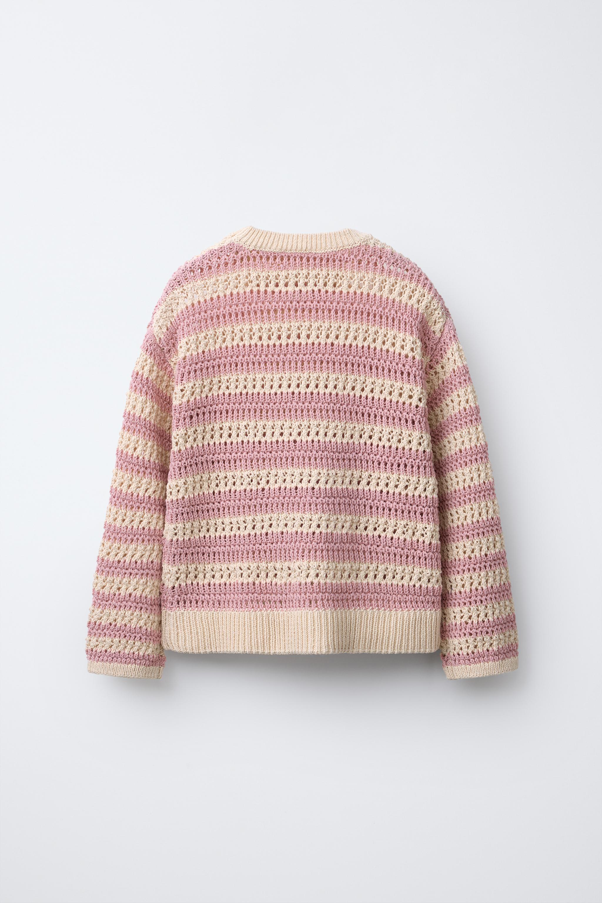 PULL EN MAILLE AJOURÉE À RAYURES