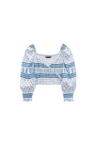 GATHERED PRINTED TOP