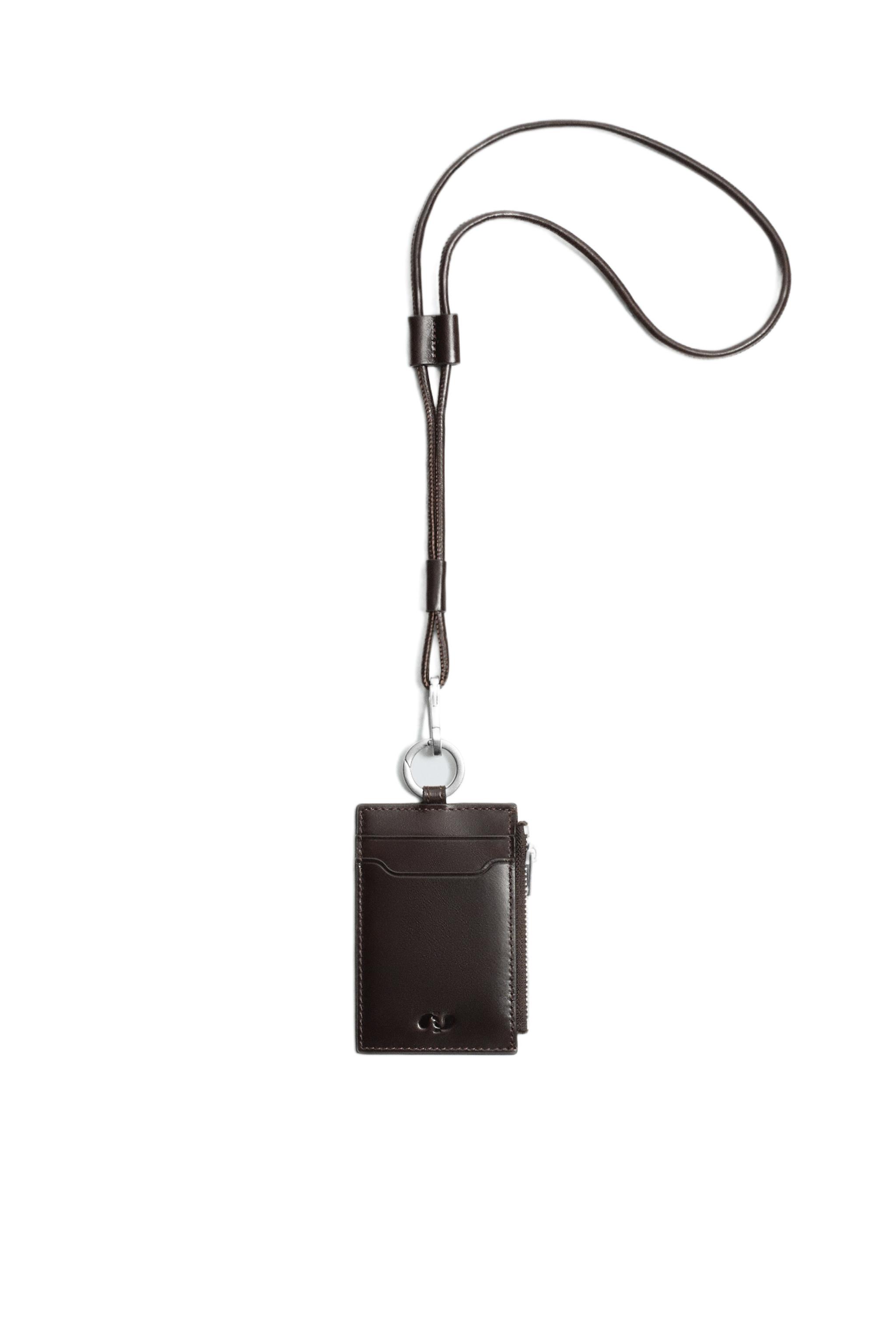 LEATHER CARDHOLDER WITH PENDANT - Brown | ZARA United States