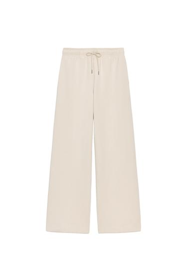 INTERLOCK STRAIGHT-LEG TROUSERS - Ecru by Zara