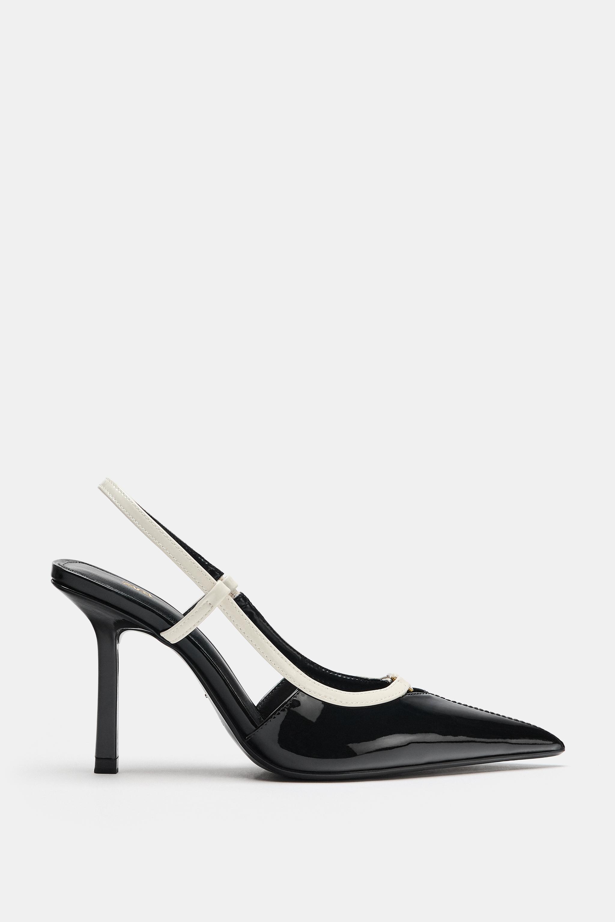 PATENT EFFECT SLINGBACK SHOES