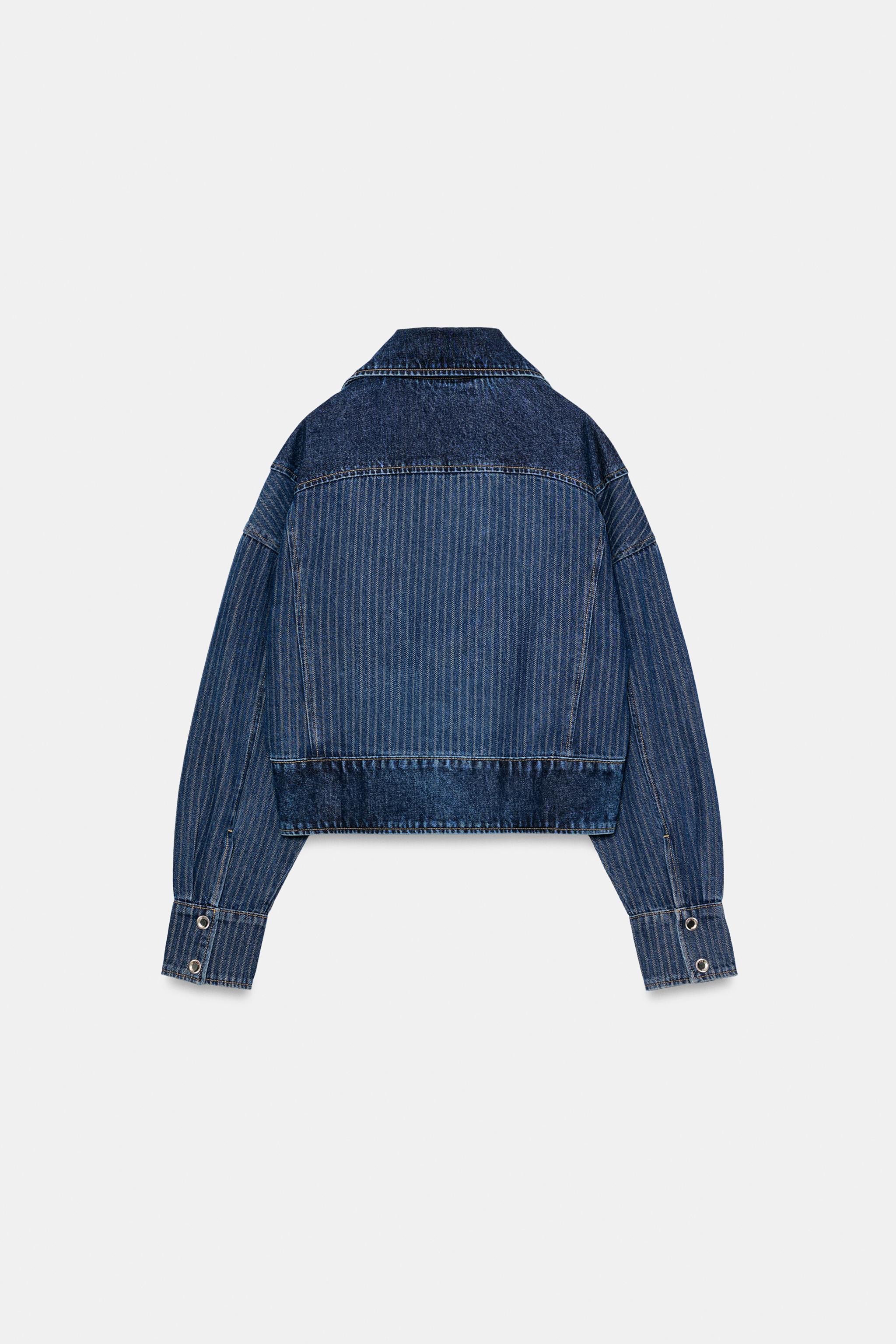 Zara Z1975 ÇİZGİLİ DENIM CEKET görsel 8