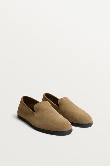 LEATHER LOAFERS - Gold by Zara