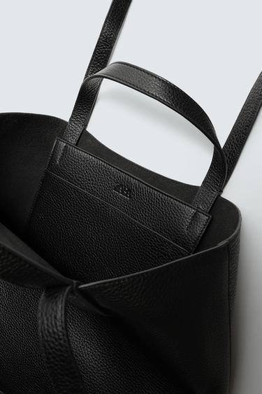 LEATHER TOTE BAG - Black by Zara - Image 6