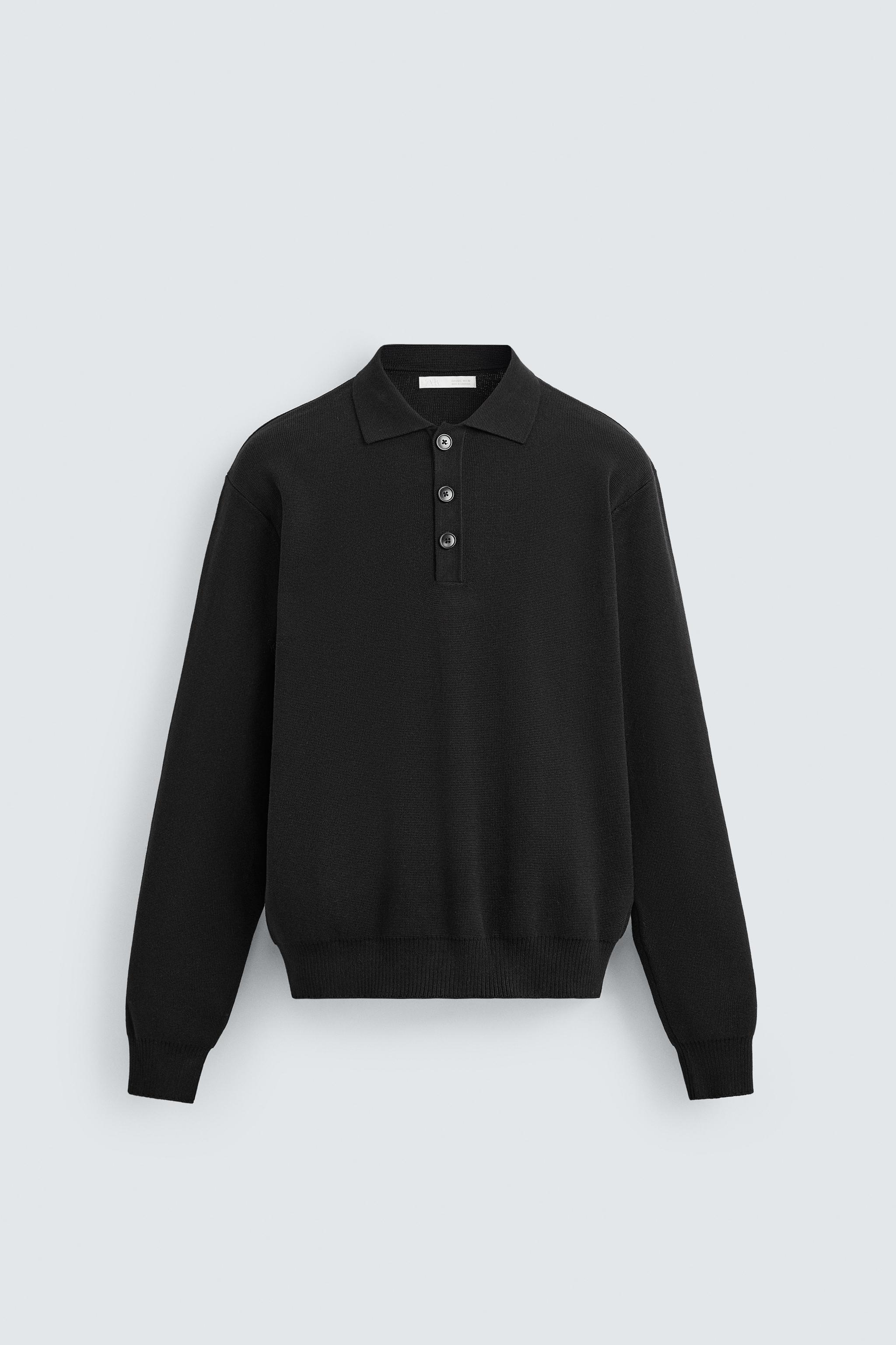 Knit Polo Polos Manga Larga Zara Camisa Polo Zara Contrast Knit