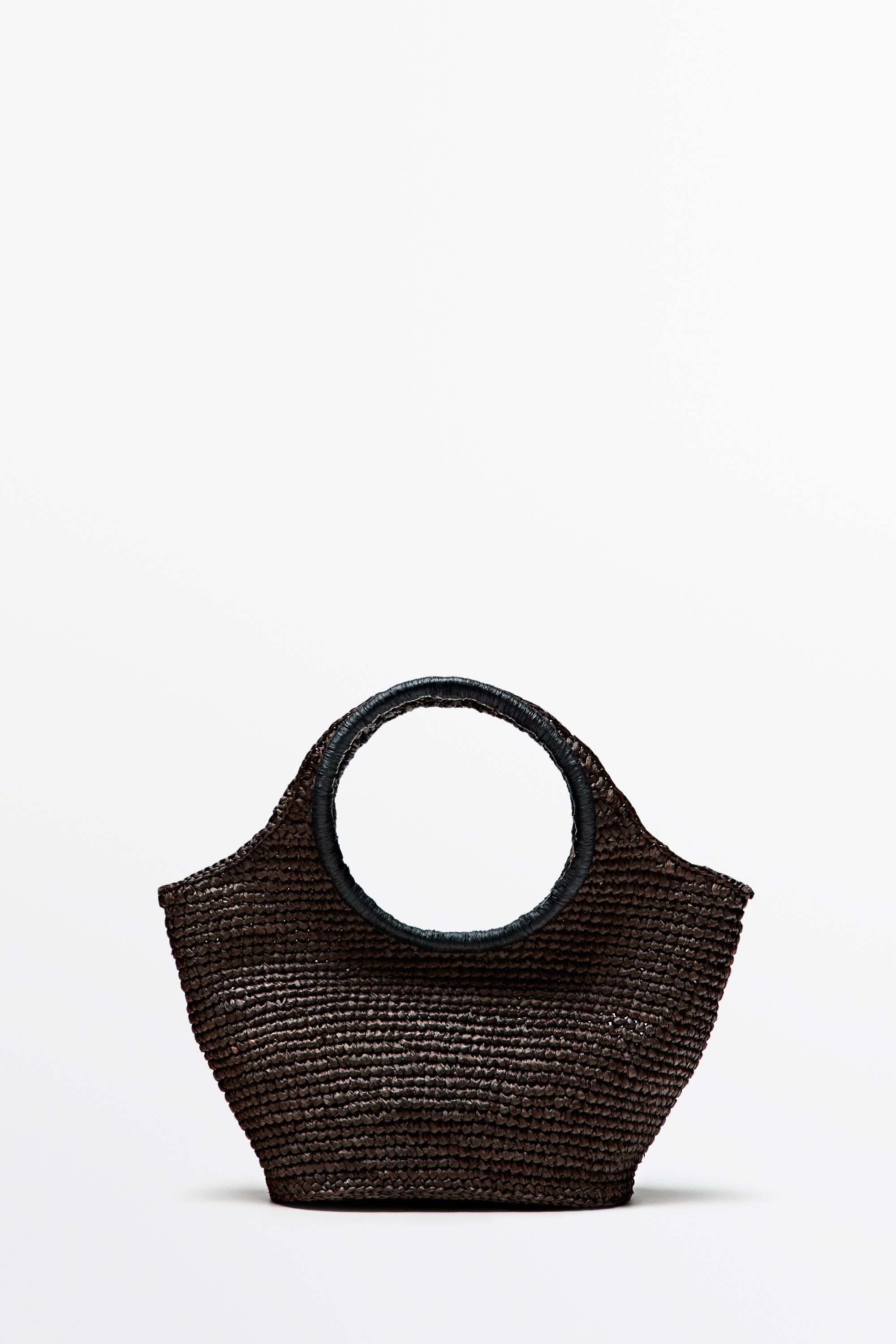 100% Raffia Mini Crescent Bag - Brown | ZARA United States