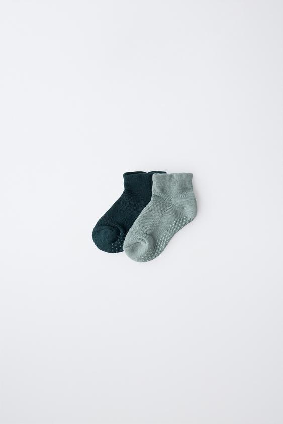 2-PACK OF NON-SLIP PAW PRINT ANKLE SOCKS - washed petrol de Zara - Imagen 0