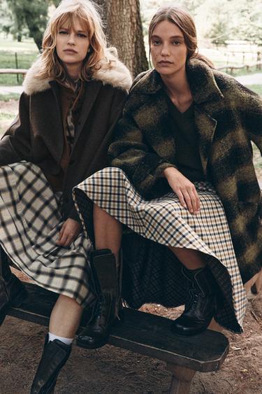 CHECK WOOL BLEND COAT ZW COLLECTION LIMITED EDITION - Black / Green by Zara - Image 7