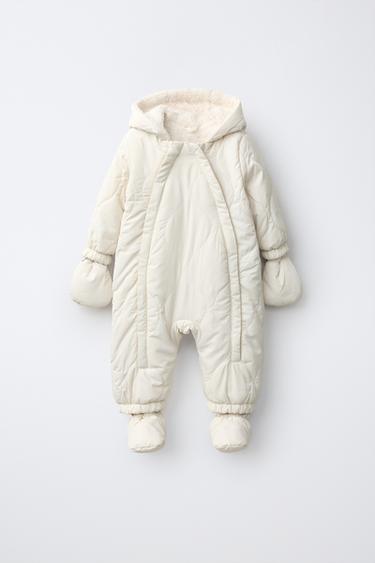 QUILTED FAUX SHEARLING ALL-IN-ONE WITH MITTENS AND BOOTIES - Ecru by Zara