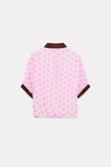 TEXTURED FLORAL BLOUSE - Pink by Zara - Image 5