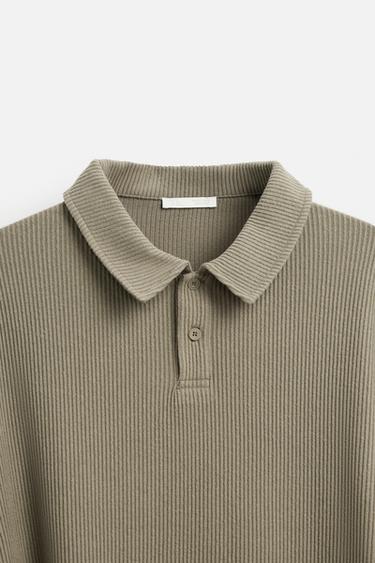TEXTURED RIBBED POLO SHIRT - Light green by Zara - Image 9