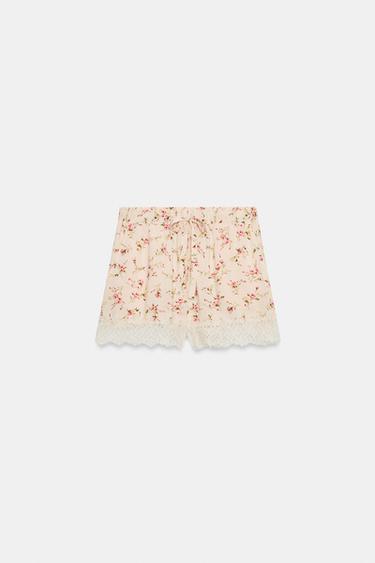 SHORT À IMPRIMÉ FLEURI ET DENTELLE - Imprimée de Zara - Image 6