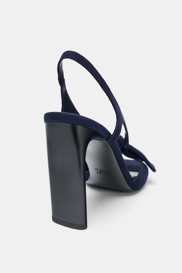 SUEDE BOW HIGH-HEEL SANDALS - Blue by Zara - Image 6