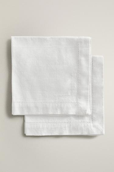PACK OF HEMSTITCHED COTTON NAPKINS (PACK OF 2) - White by Zara