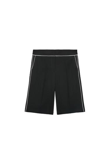 LONG CONTRAST PIPING BERMUDA SHORTS - Black by Zara
