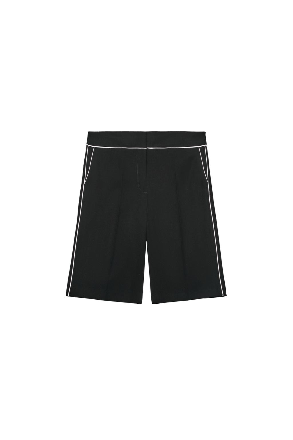 LONG CONTRAST PIPING BERMUDA SHORTS