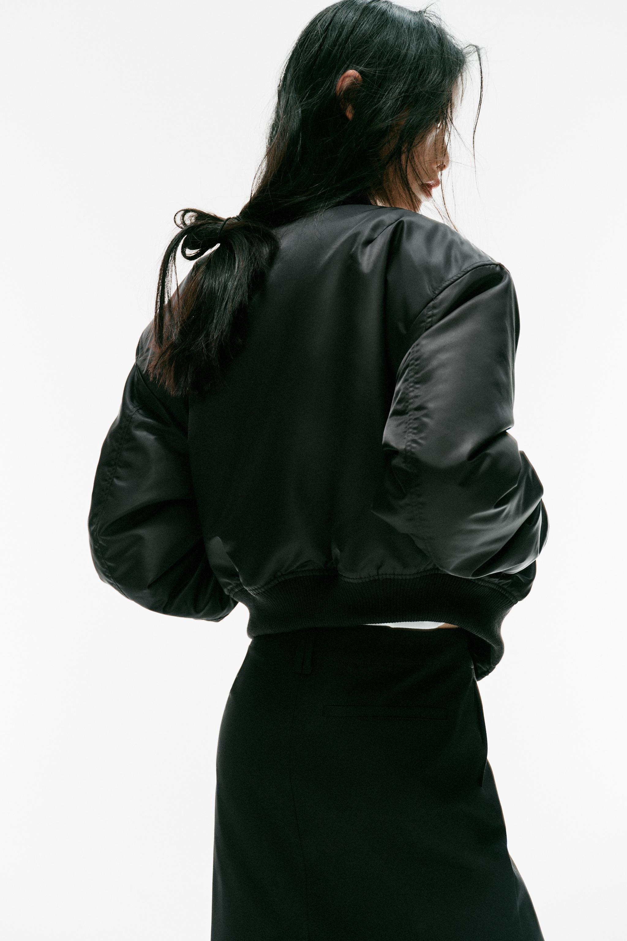 CROPPED BOMBER JACKET WITH SHOULDER PADS