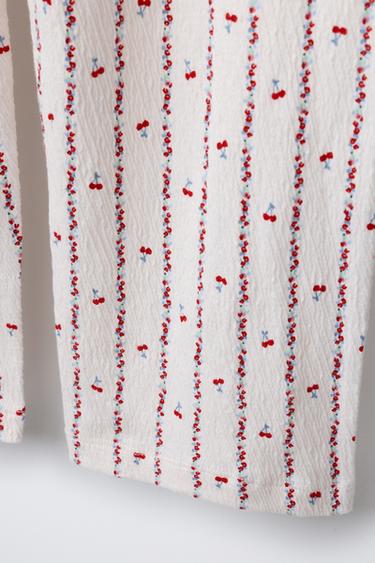 6-14 YEARS/ CHERRY AND FLORAL PRINT T-SHIRT AND TROUSERS PYJAMAS - Ecru by Zara - Image 7