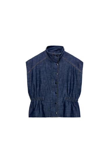 린넨 엘라스틱 허리 베스트 - Zara 인디고