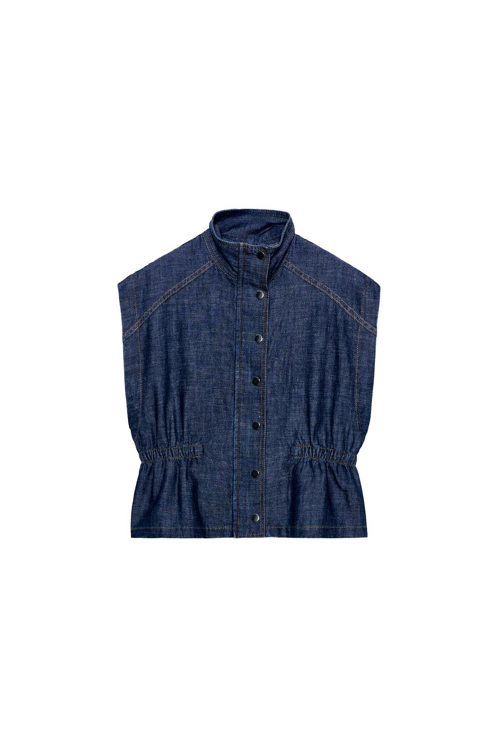 ELASTIC WAIST WAISTCOAT WITH LINEN