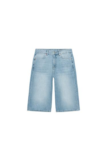 ZW COLLECTION MID-WAIST DENIM BERMUDA SHORTS - Light blue by Zara