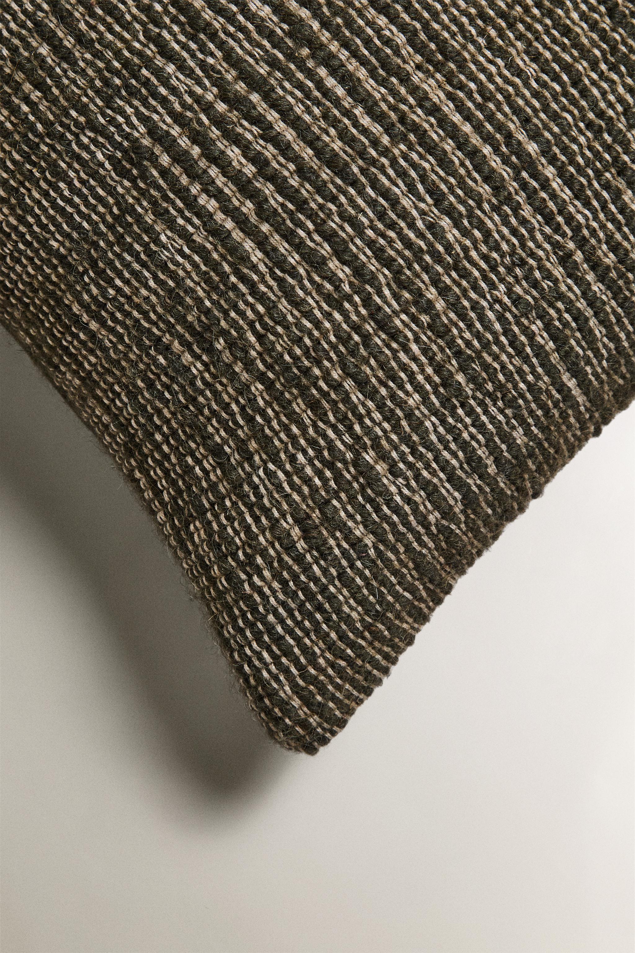 COTTON AND WOOL THROW PILLOW COVER