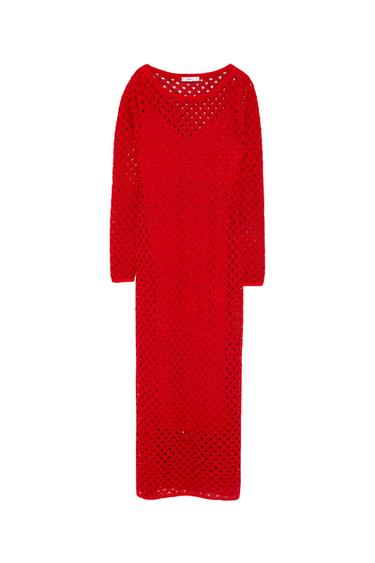 LONG OPEN KNIT DRESS