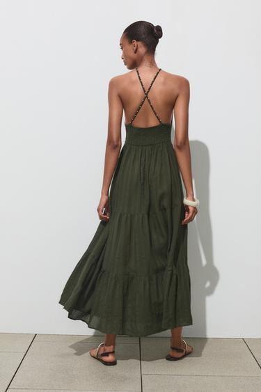 ROBE HALTER BRETELLES FANTAISIE - Kaki de Zara - Image 2