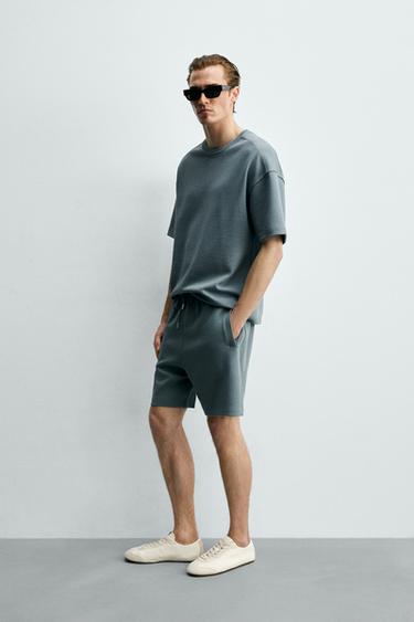 JOGGINGBERMUDA RELAXED FIT INTERLOCK - Eendblauw van Zara
