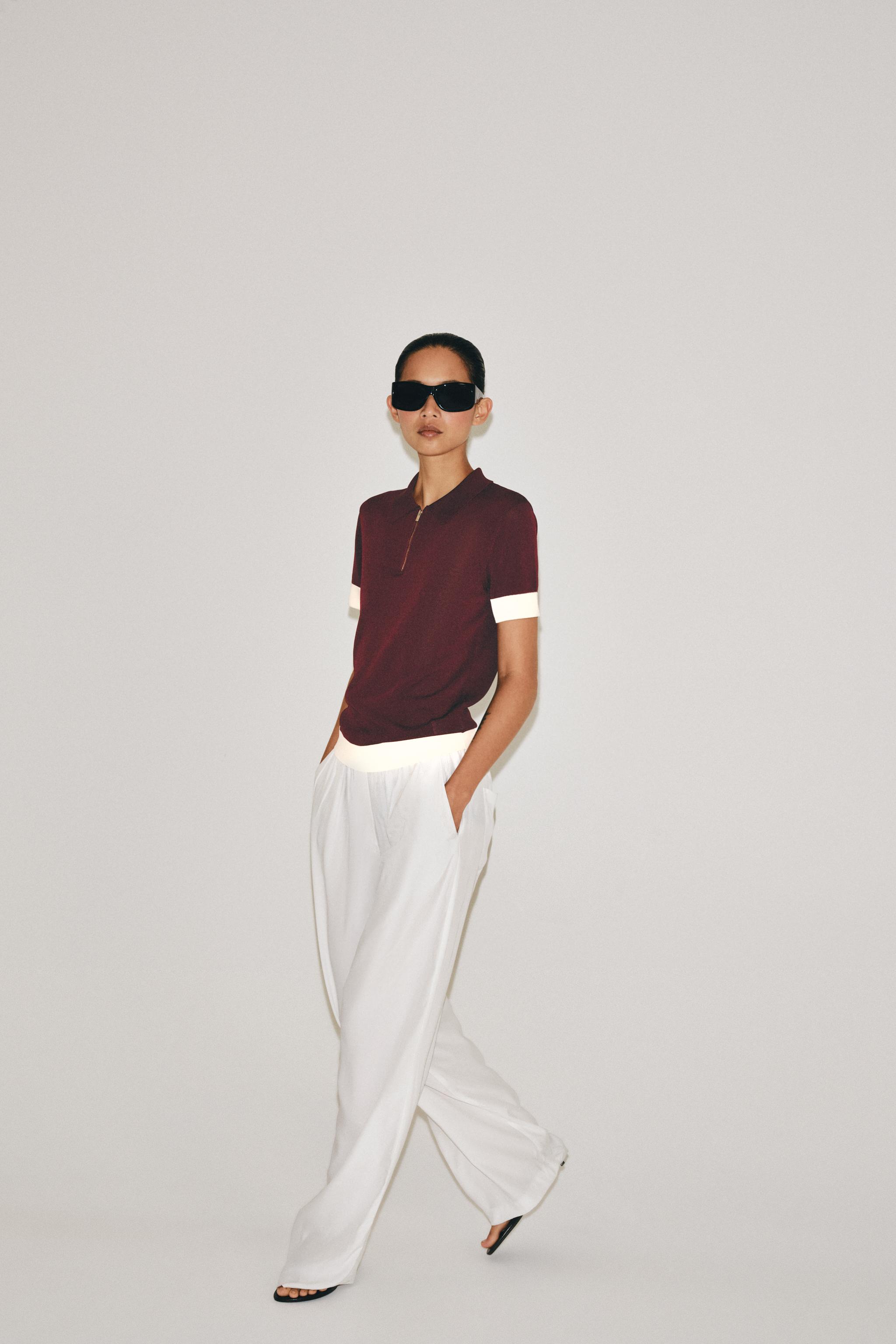 Женские рубашки Zara KNIT ZIP POLO SHIRT — фото 5