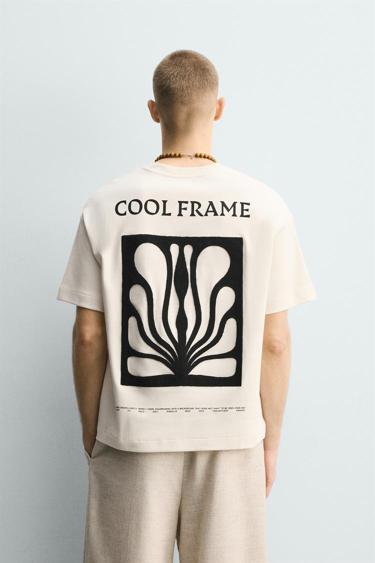ZARA INTERLOCK SWEATSHIRT WITH COMBINED EMBROIDERY AND PRINT