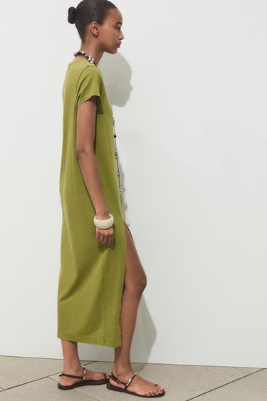 WASHED MIDI DRESS - Moss green by Zara - Image 2