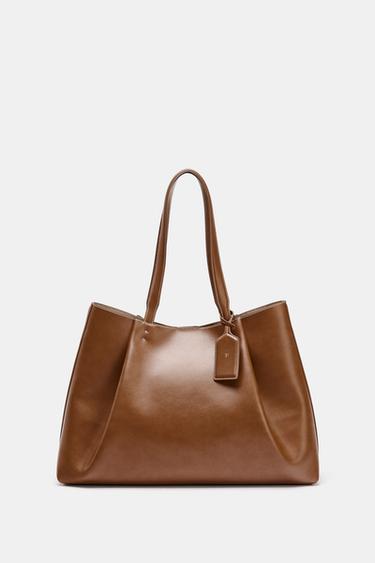BOLSO SHOPPER PINZAS - Torrado escuro de Zara - Imaxe 0