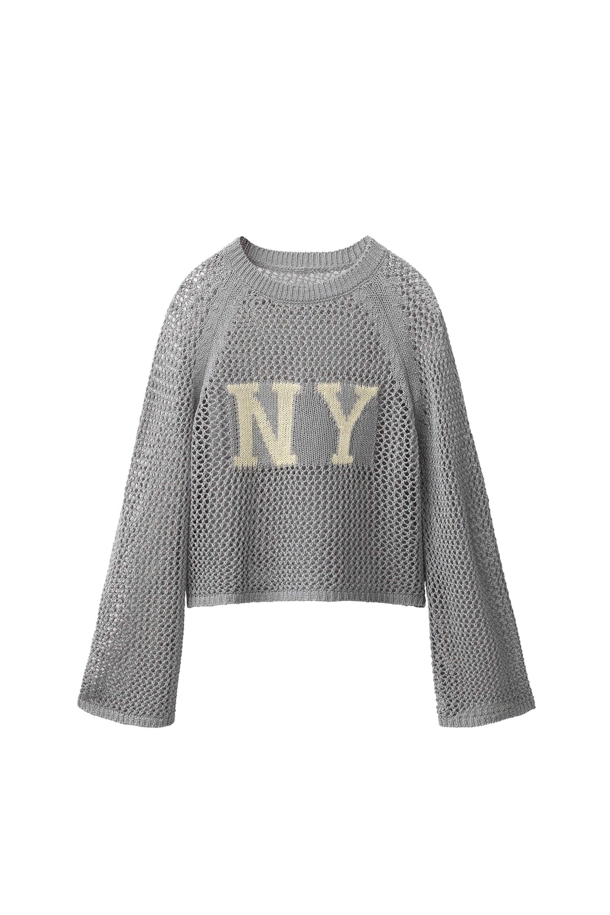 ZARA - セーター　ロゴ　ニット/mirror9 darich glamlips zara MESH TEXT JUMPER - Gray marl | ZARA United States
