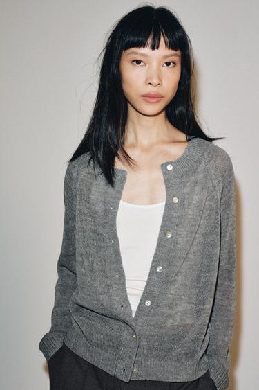 CHAQUETA PUNTO CON LANA - Gris de Zara