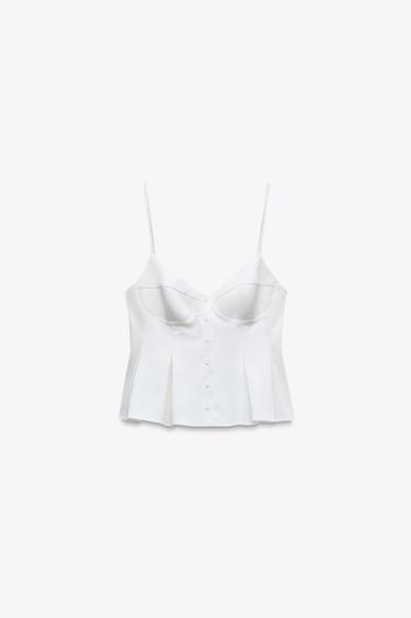 PLEATED POPLIN TOP - White by Zara