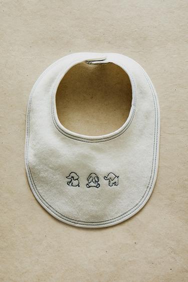 BABERO BEBÉ ELEFANTES VELOUR - Blanco roto de Zara