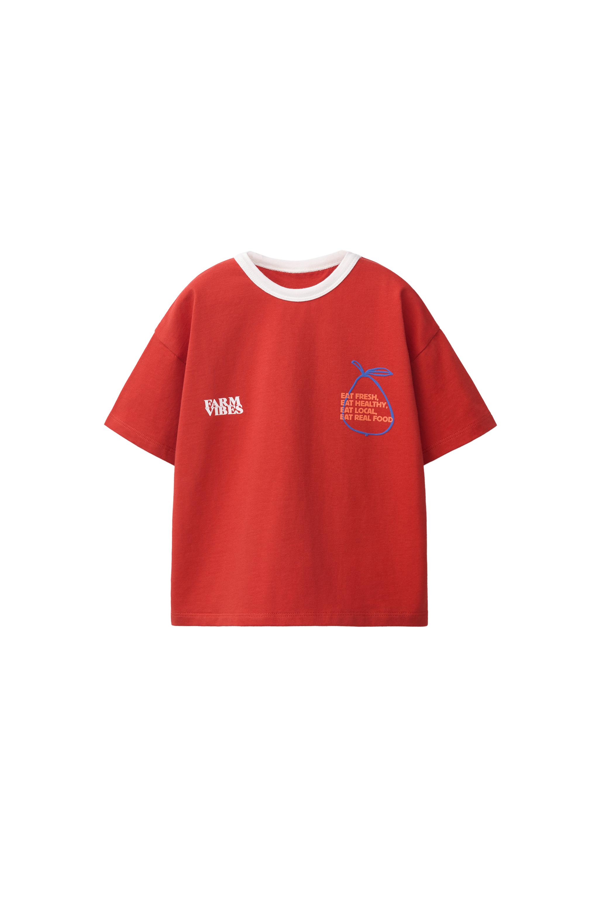 洋ナシプリントTシャツ - レッド | ZARA Japan / 日本