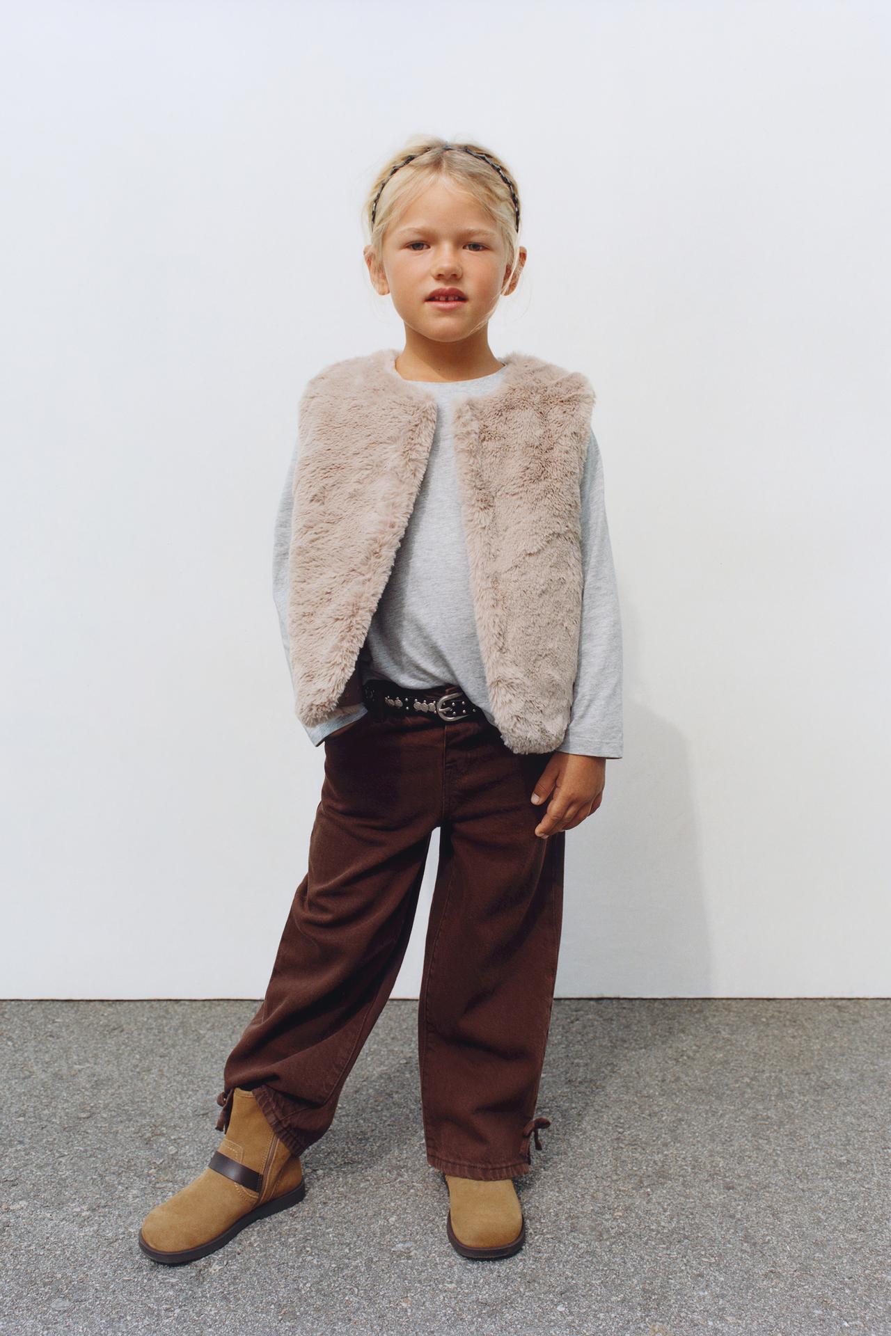 FAUX FUR VEST — taupe brown