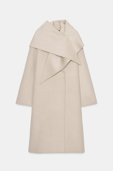 MANTEAU OVERSIZE FOULARD MÉLANGE LAINE ZW COLLECTION - Écru de Zara - Image 2