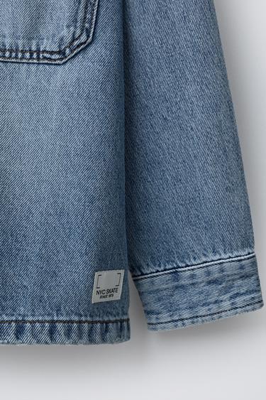 DETACHABLE FLEECE HOOD DENIM OVERSHIRT - Blue by Zara - Image 5