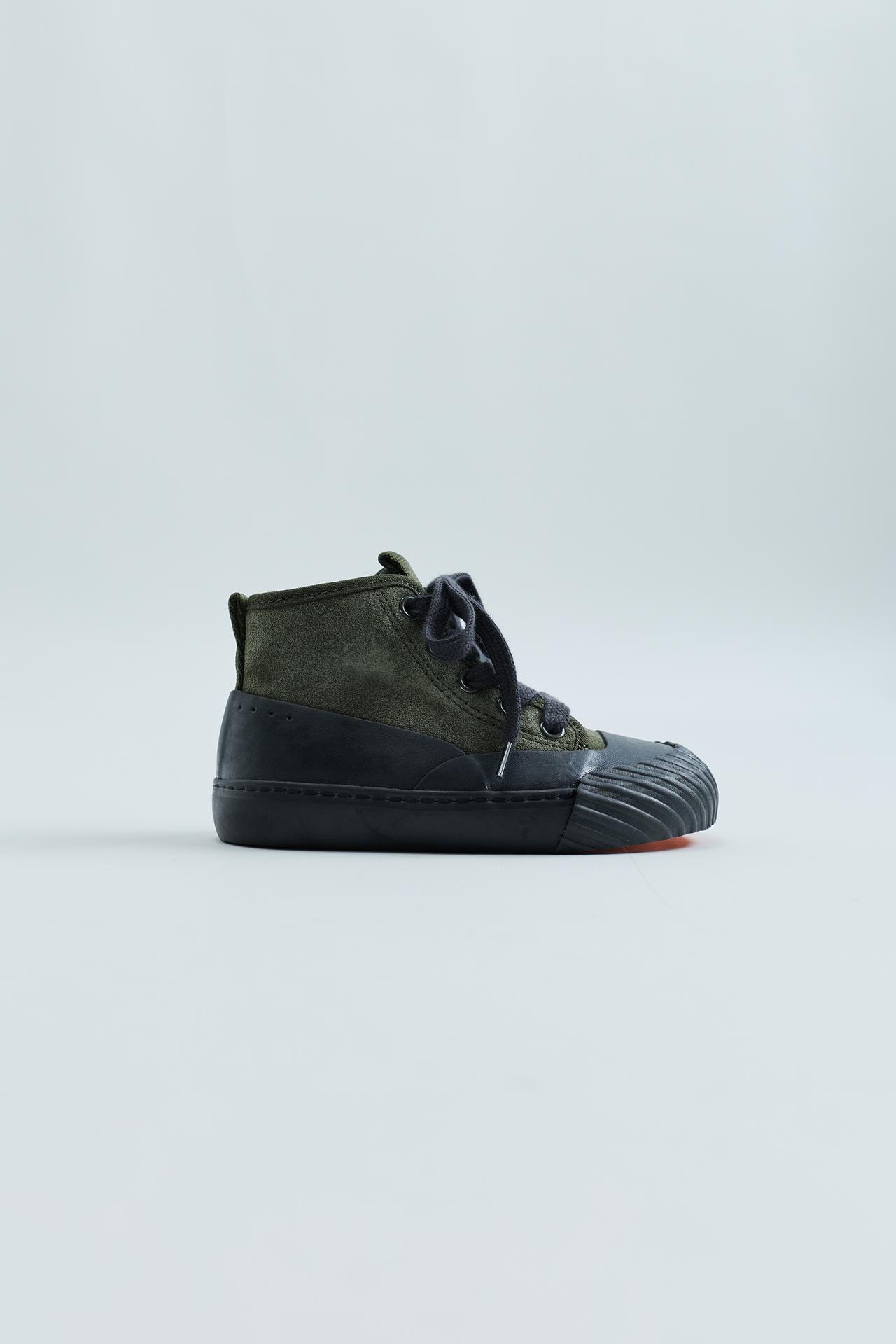ZARA TIMELESS - LEATHER SPLIT SUEDE HIGH-TOP SNEAKERS — Khaki Green