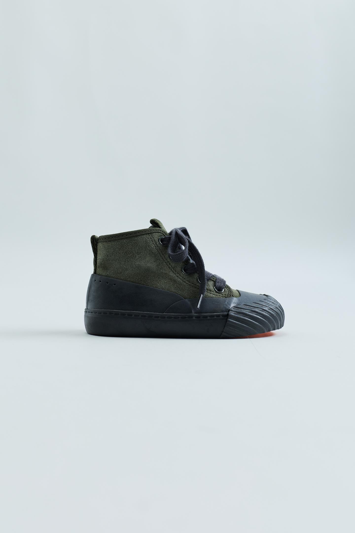 Детские кроссовки Zara Timeless - Leather Suede Bootie, цвет: Хаки зелёный — фото 10