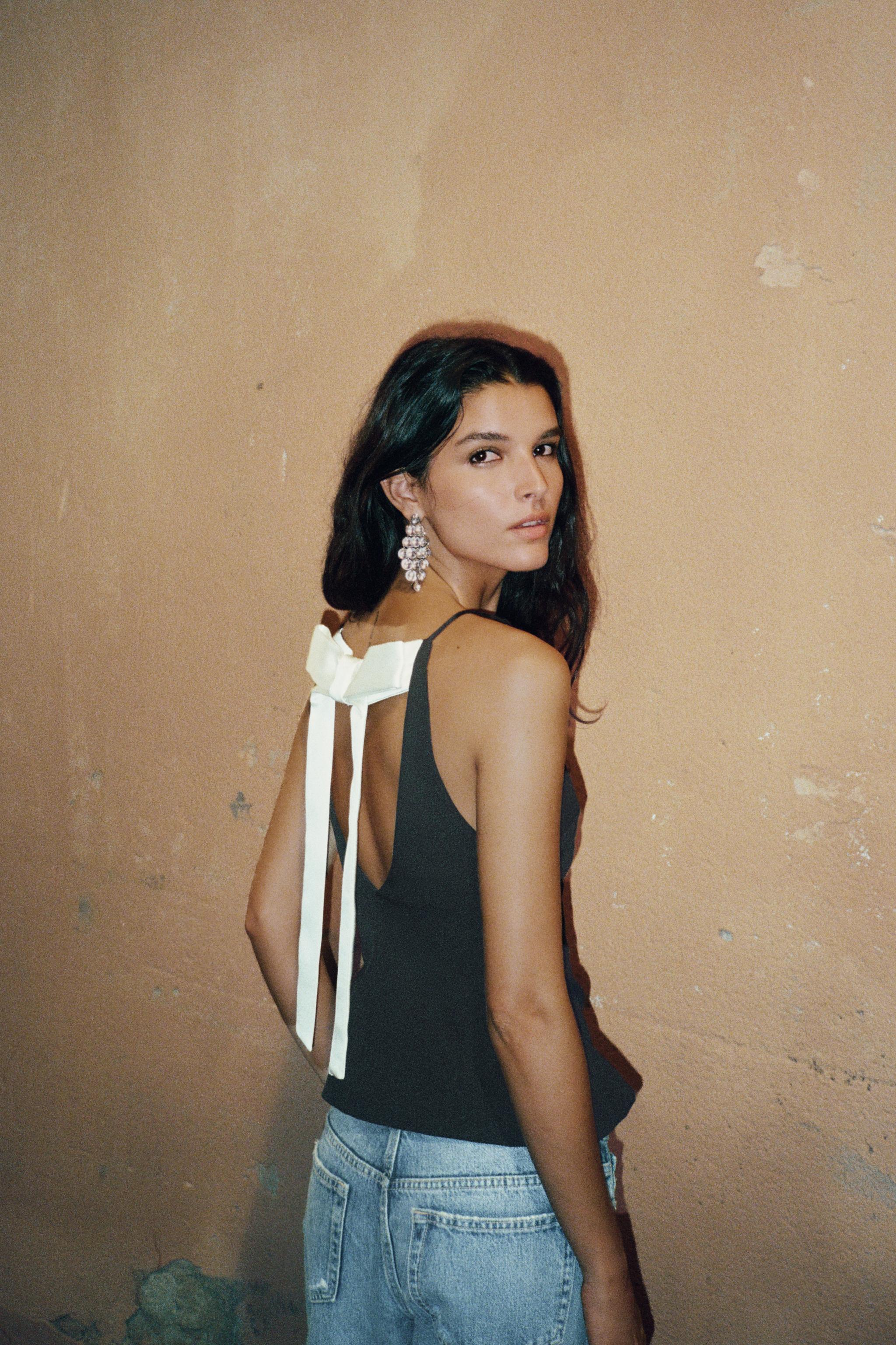 バックリボンディテールトップス - ブラック | ZARA Japan / 日本