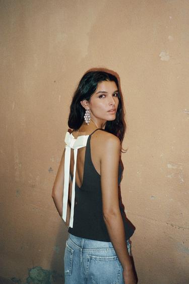 BOW BACK TOP - Black by Zara
