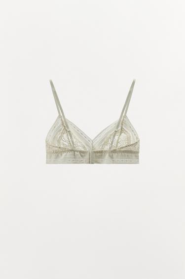 BRALETTE TRIANGLE EN DENTELLE - Blanc cassé de Zara - Image 3